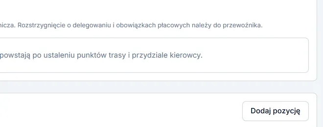 Sekcja klasyfikacji operacji na karcie zlecenia